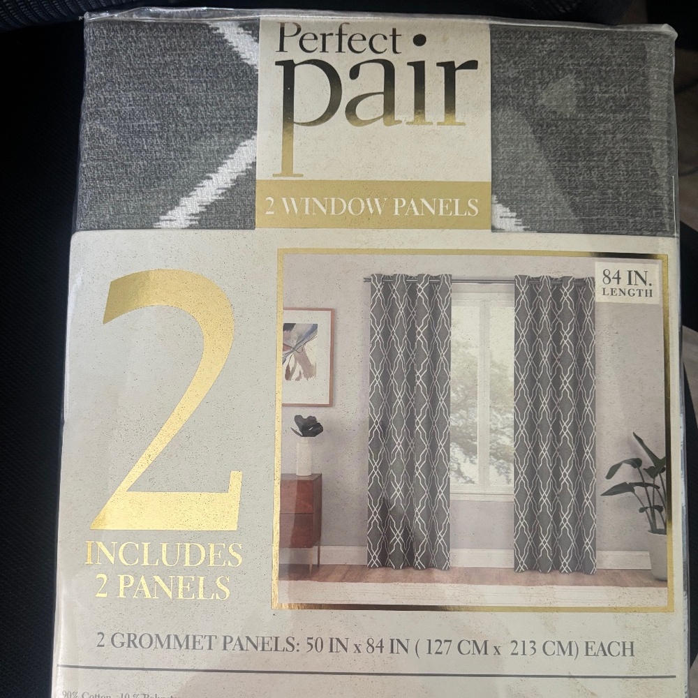 84" Charcoal Window Curtain Panels w/Grommets